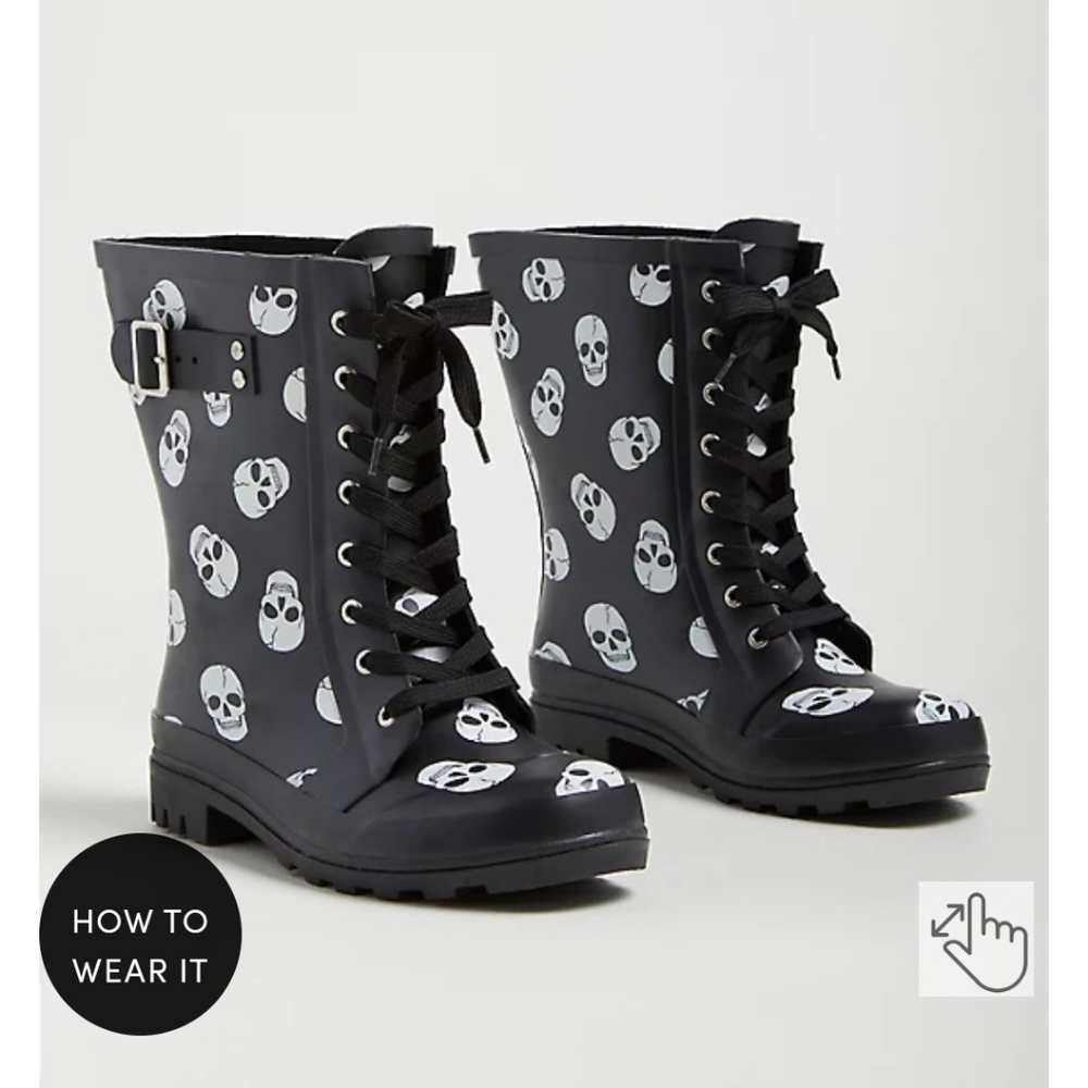 Torrid rain boots skull size 9 ww